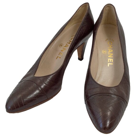 CHANEL Shoes - CHANEL brown leather heels (not for wide feet)